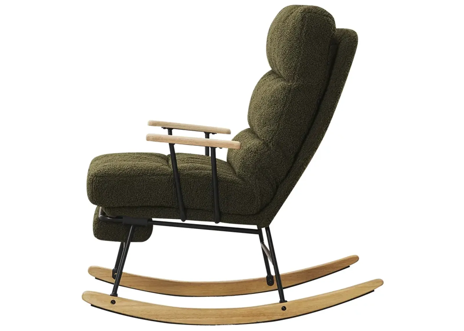 Modern Green Gliding Rocking Chair with Retractable Footrest