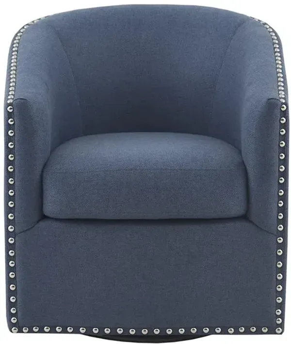 Belen Kox Blue Barrel Swivel Chair, Belen Kox