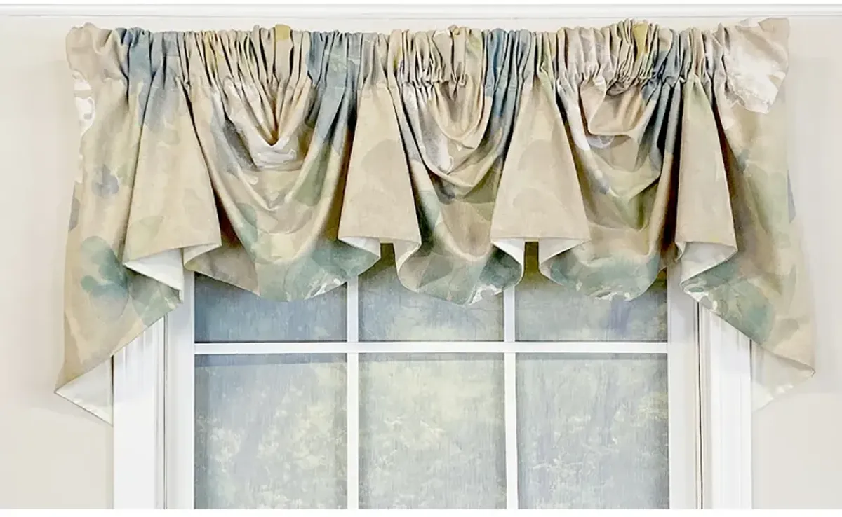 RLF Home Linen Floral 2-Scoop Empire Valance Natural.  2-Scoop 54"W X 25"L For windows up to 48"W