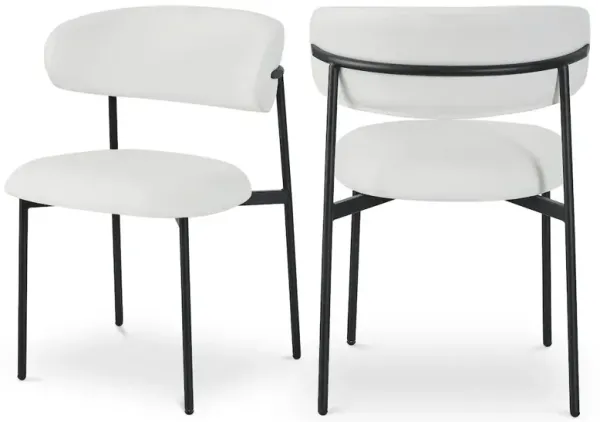 Meridian Furniture Lupita White Vegan Leather Dining Chair, Set of 2