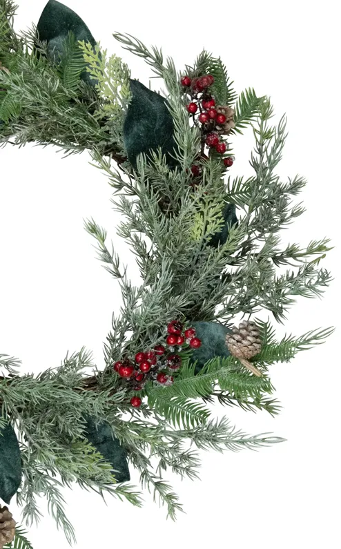 Mixed Foliage and Iced Berries Artificial Christmas Wreath  26-Inch  Unlit