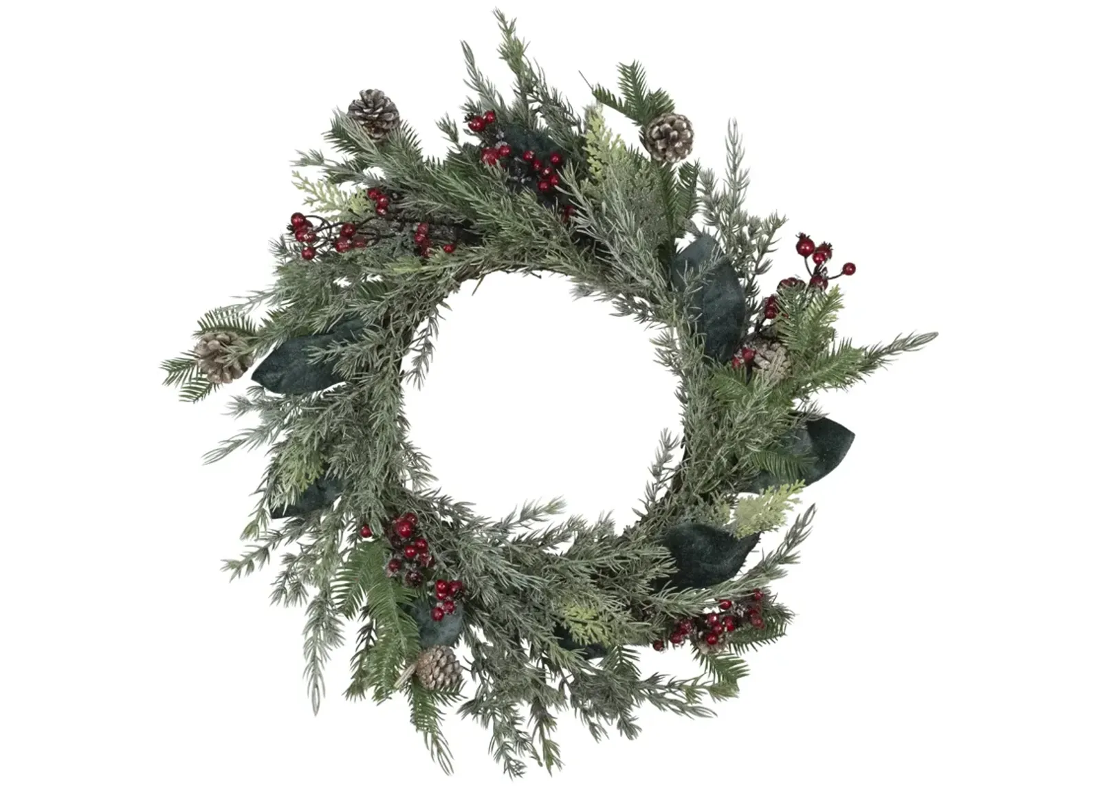 Mixed Foliage and Iced Berries Artificial Christmas Wreath  26-Inch  Unlit