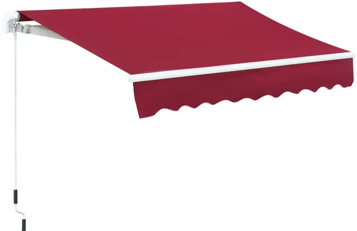 Wine Red Patio Cover: 8'x7' Retractable Awning with Crank Handle