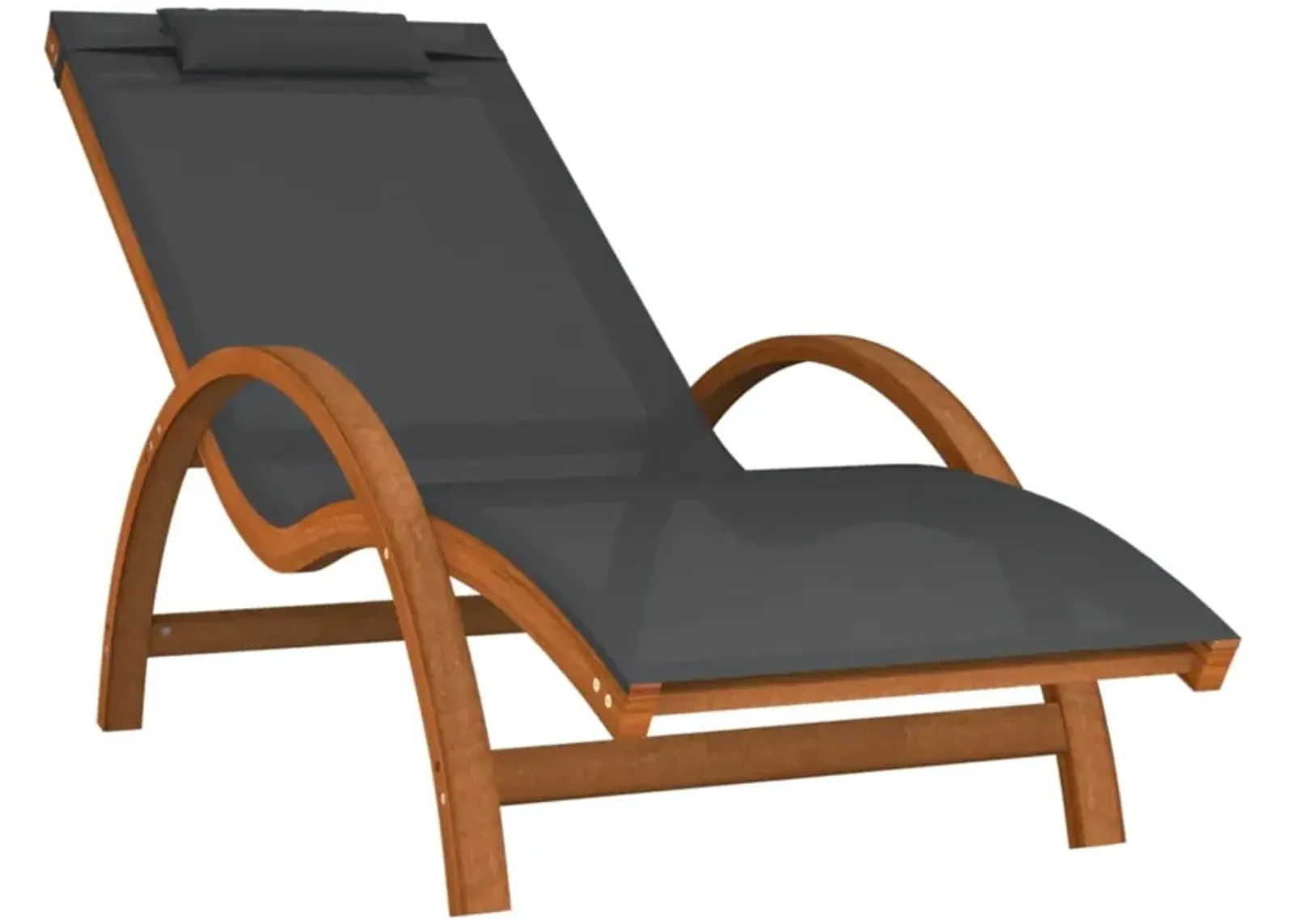 vidaXL Textilene Sun Lounger with Pillow - Outdoor Relaxation Patio Furniture, Solid Poplar Wood Frame, Comfortable Backrest and Armrests - Gray