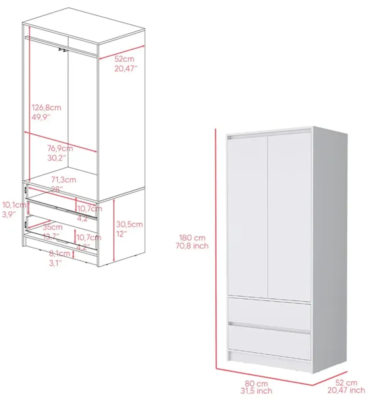 Armoire Closher, Bedroom, White