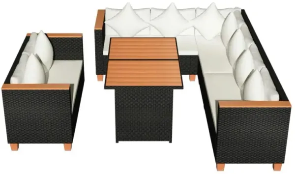 vidaXL 5 Piece Garden Lounge Set with Cushions Poly Rattan Black