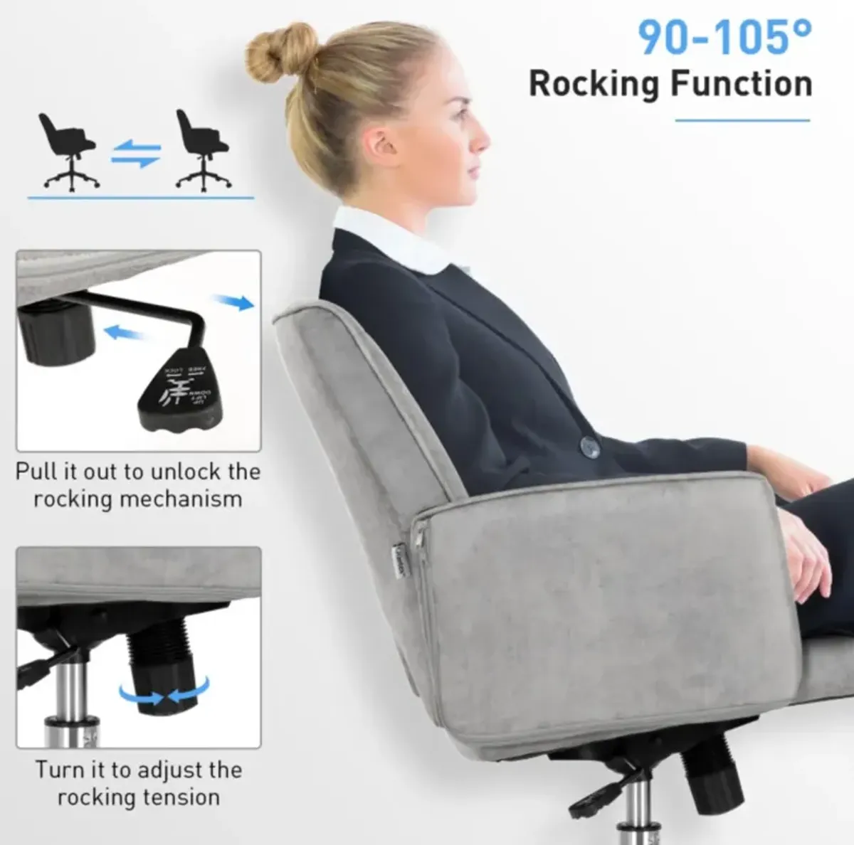 Hivvago Adjustable Hollow Mid Back Leisure Office Chair with Armrest