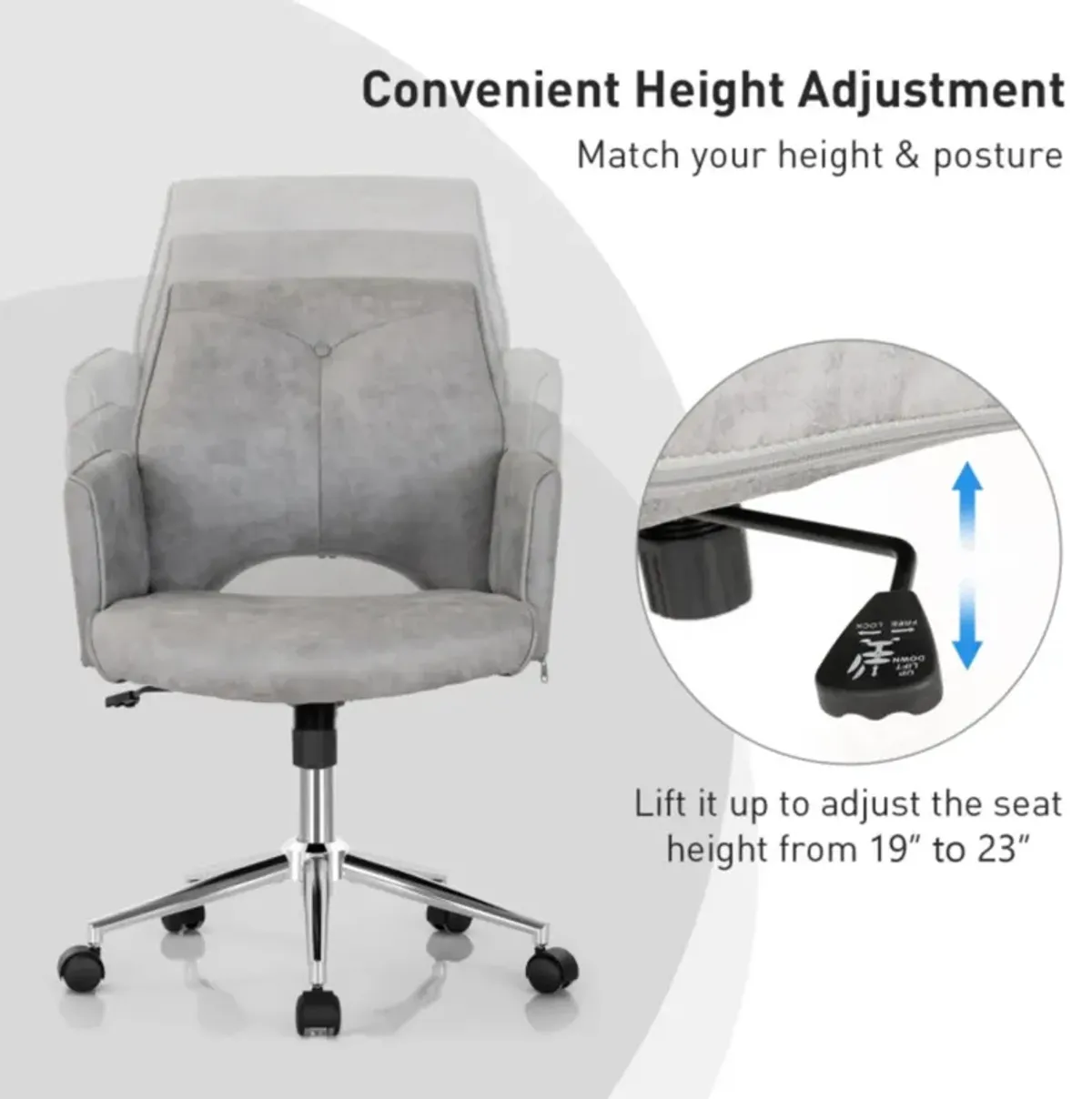 Hivvago Adjustable Hollow Mid Back Leisure Office Chair with Armrest