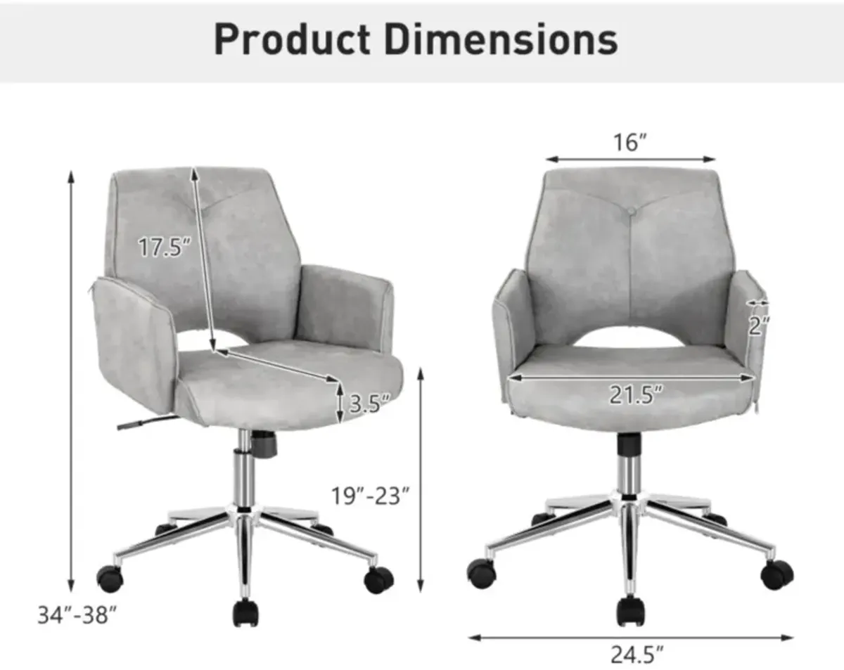 Hivvago Adjustable Hollow Mid Back Leisure Office Chair with Armrest