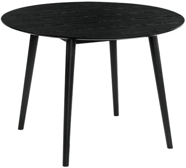 Round Dining Table with Wood and Tapered Legs, Black