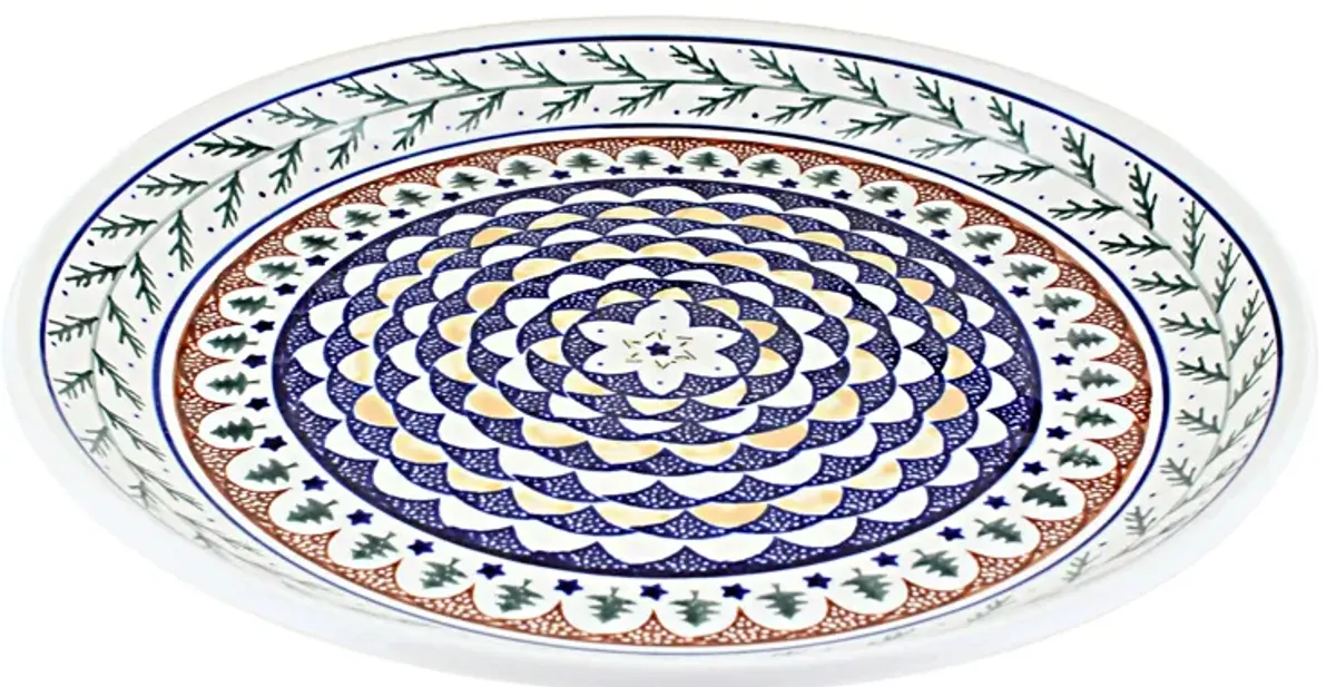 Blue Rose Polish Pottery Nature Large Round Platter