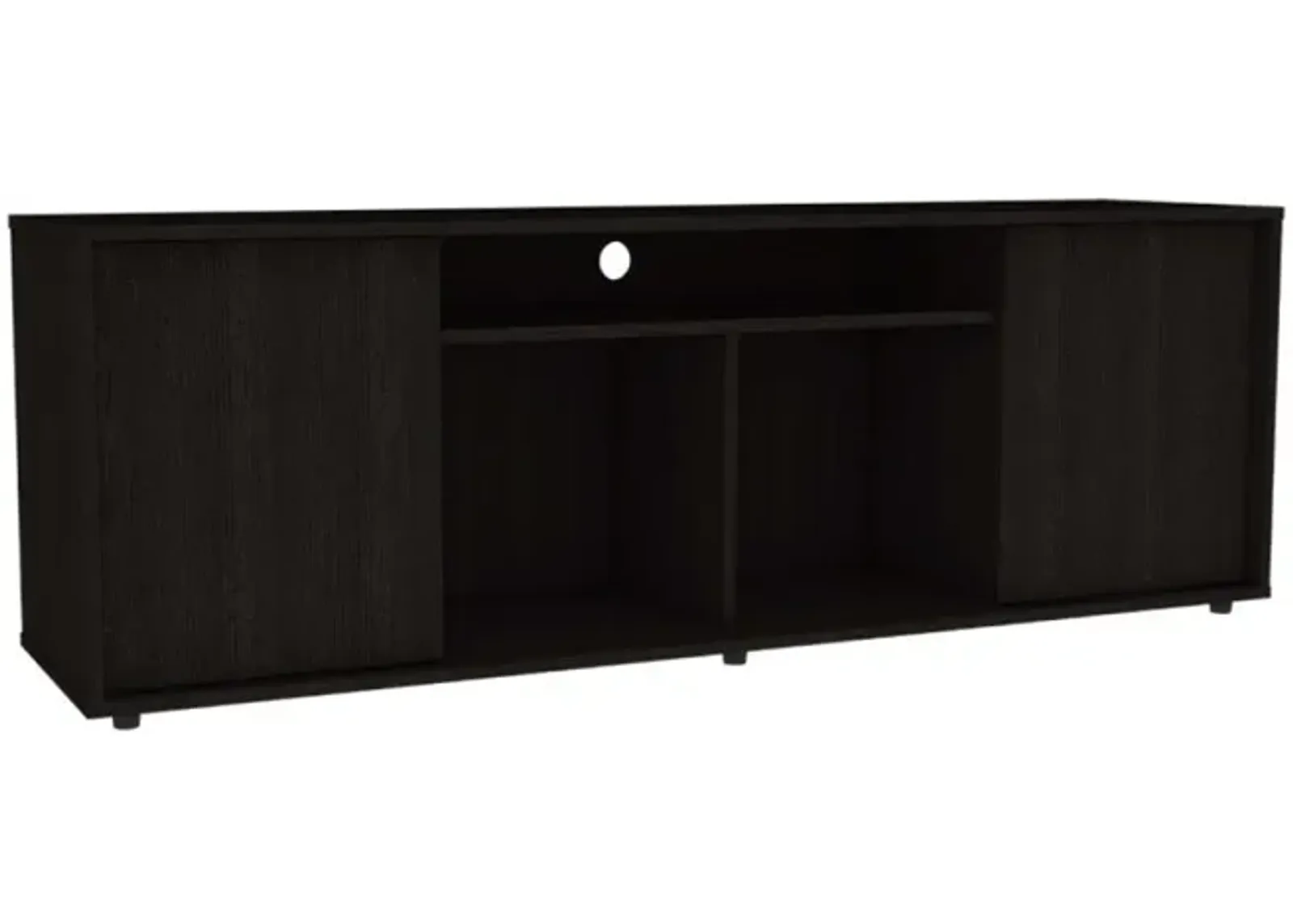 Bernal 2-Door 7-Shelf 2-Piece Living Room Set, Coffee Table And TV Stand Black