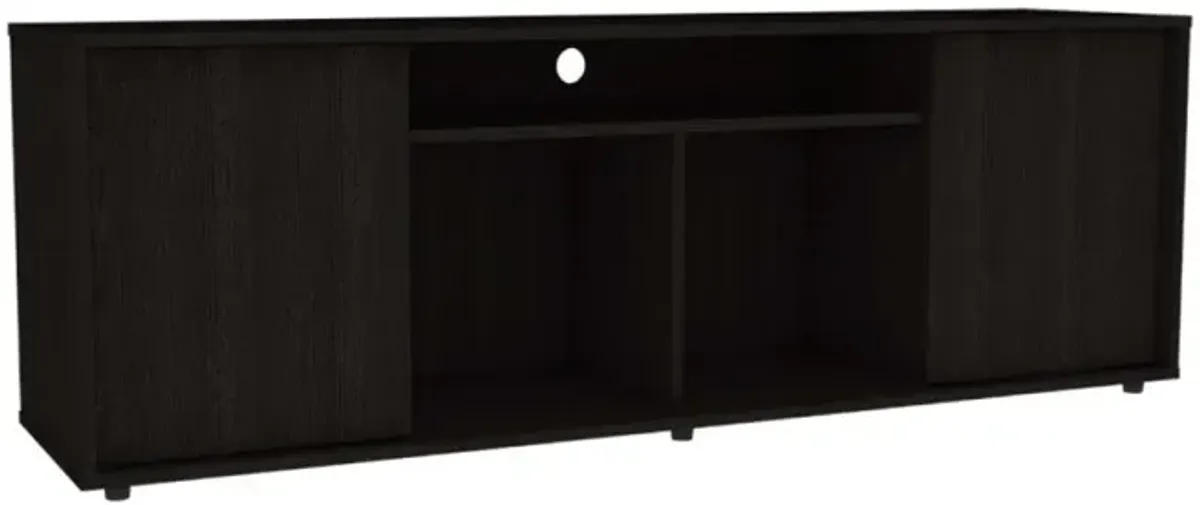 Bernal 2-Door 7-Shelf 2-Piece Living Room Set, Coffee Table And TV Stand Black