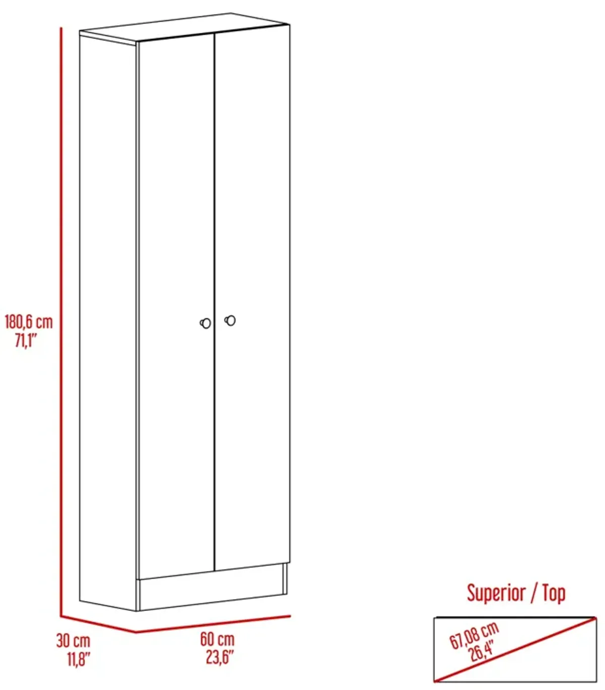 Buxton Rectangle 2-Door Storage Tall Cabinet Dark Brown And Black Wengue