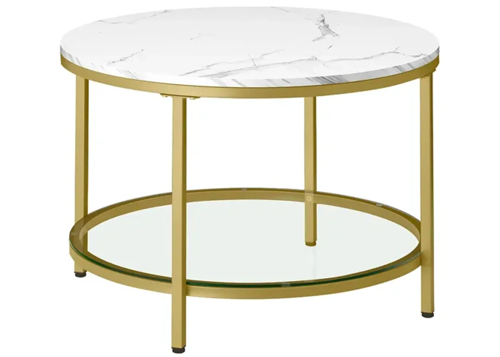 Faux Marble Round Coffee Table for Elegant Living Room Decor