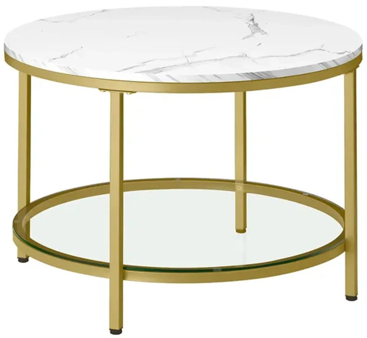 Faux Marble Round Coffee Table for Elegant Living Room Decor