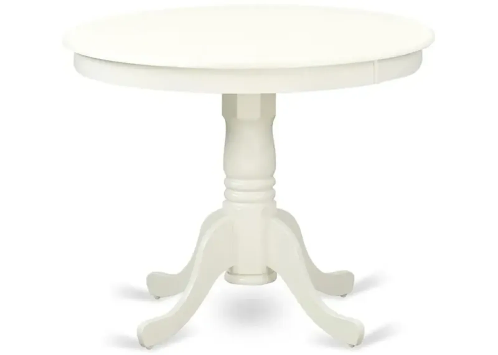 East West Furniture Antique  Table  36  Round  with  Linen  White  Finish