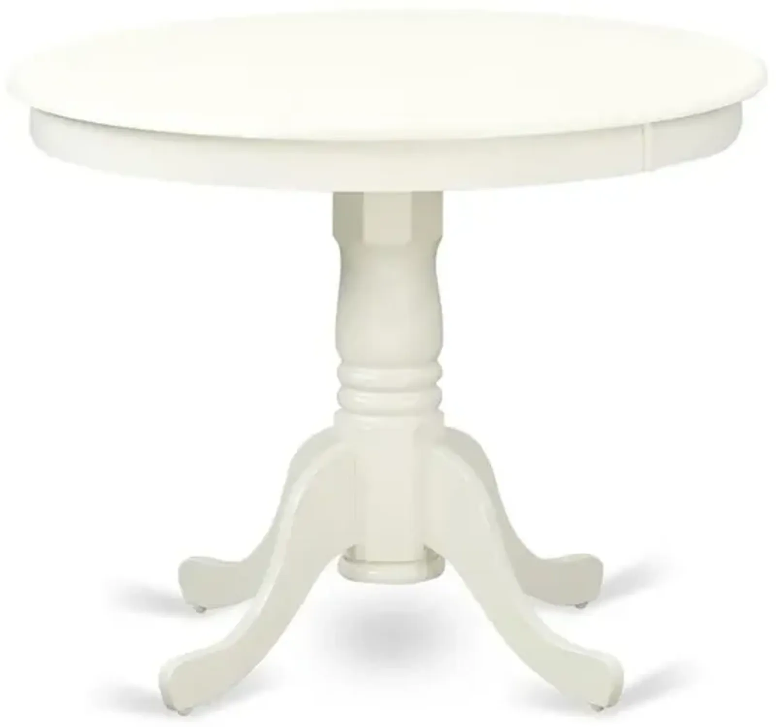 East West Furniture Antique  Table  36  Round  with  Linen  White  Finish