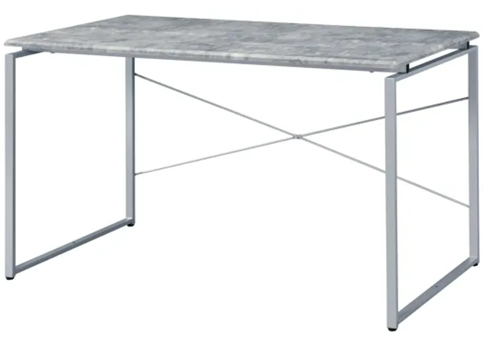 ACME Jurgen Writing Desk, Faux Concrete & Silver