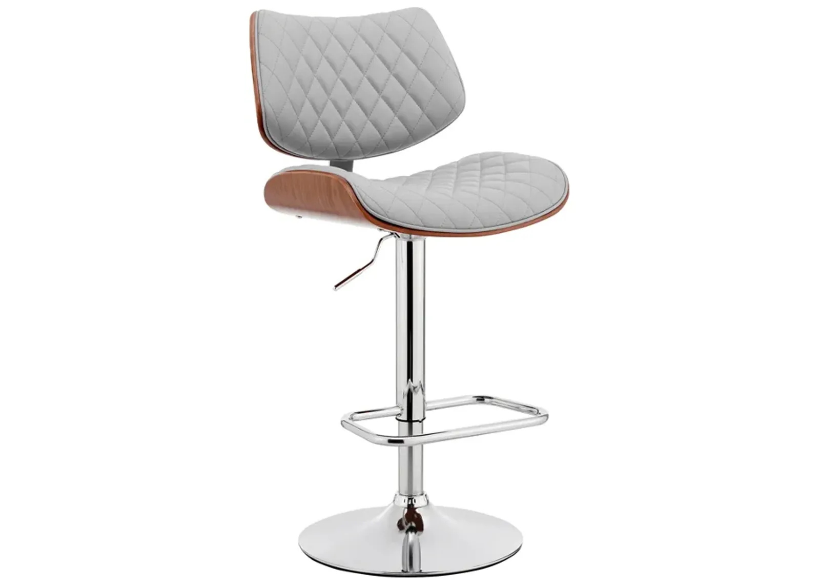 Leland Adjustable Gray Faux Leather and Chrome Finish Stool