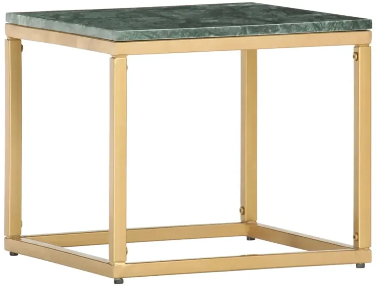 vidaXL Coffee Table Green 15.7"x15.7"x13.8" Real Stone with Marble Texture