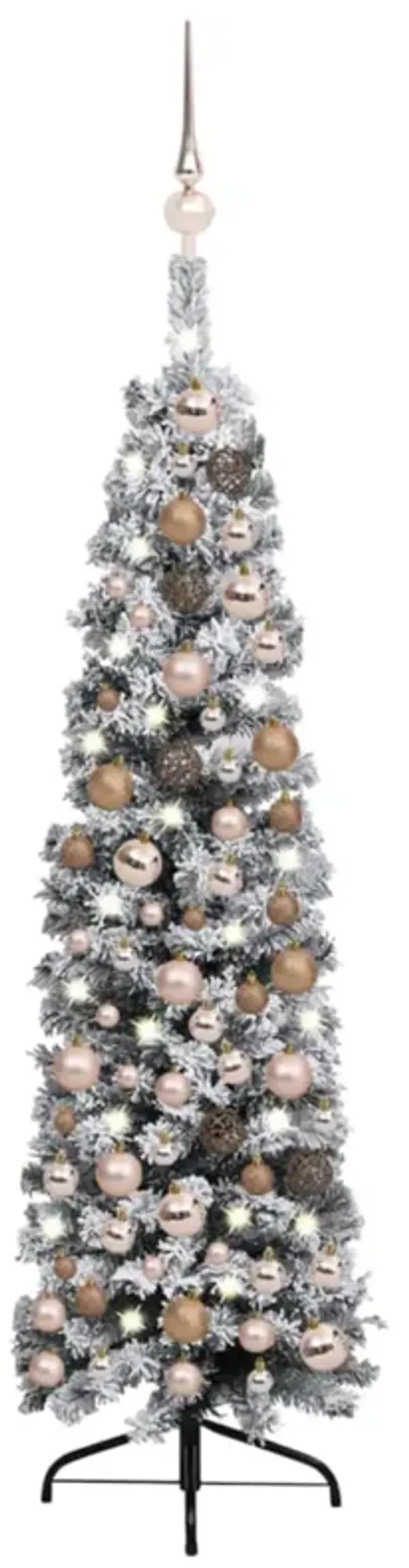 vidaXL Slim Artificial Christmas Tree with LEDs&Ball Set Green 59.1"
