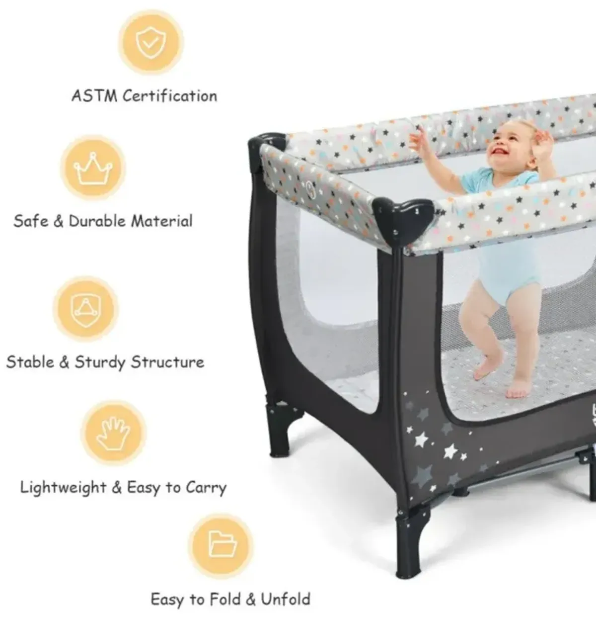 Hivvago Portable Baby Playpen with Mattress Foldable Design