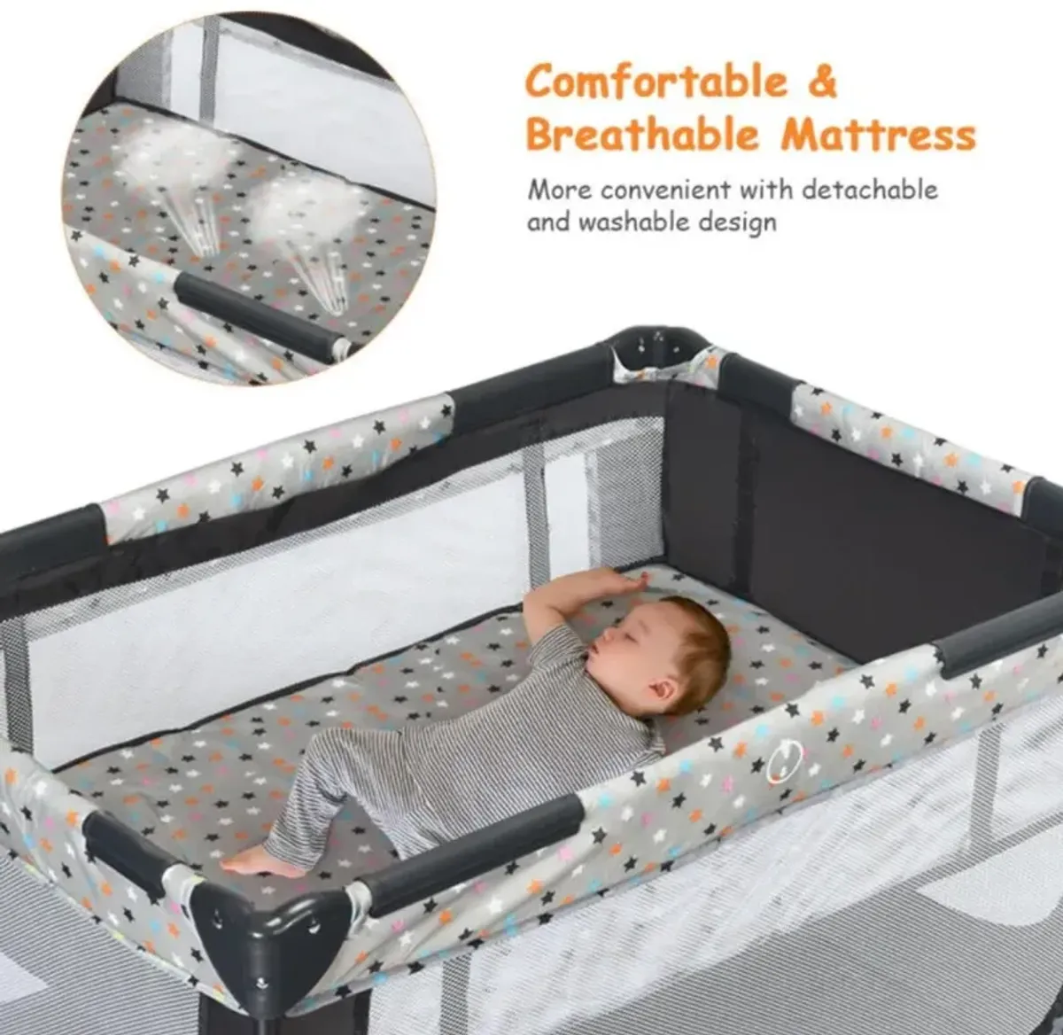 Hivvago Portable Baby Playpen with Mattress Foldable Design