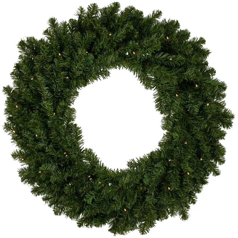 Pre-Lit Canadian Pine Artificial Christmas Wreath  30-Inch  Clear Lights