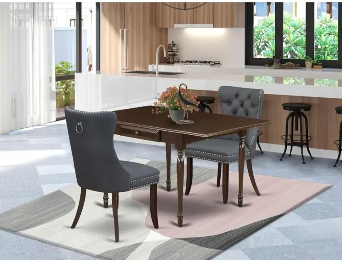 3 Piece Kitchen Table Set Consists of a Rectangle Dining Table with Dropleaf