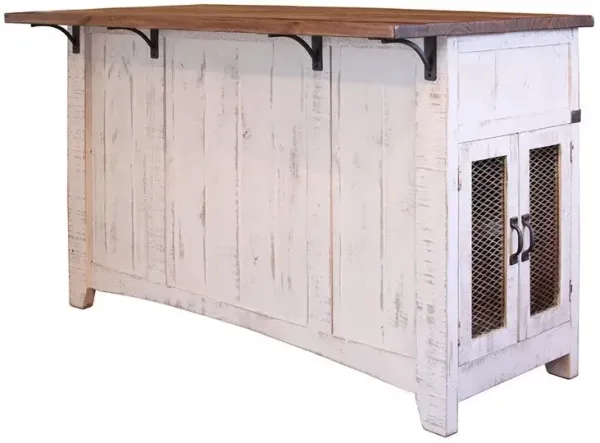 Crafters and Weavers Greenview Kitchen Island - Distressed White