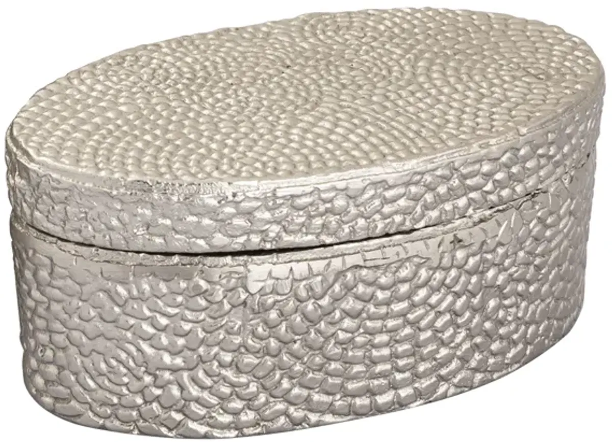 Oval Pebble Box Small Silver