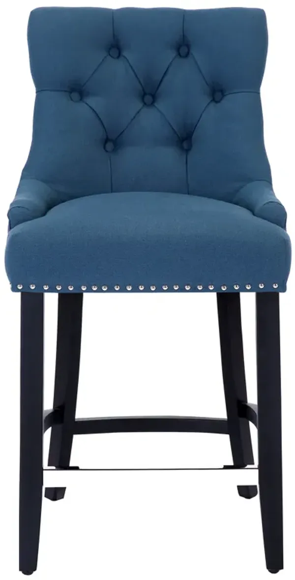 WestinTrends 24" Linen Fabric Tufted Upholstered Counter Stool