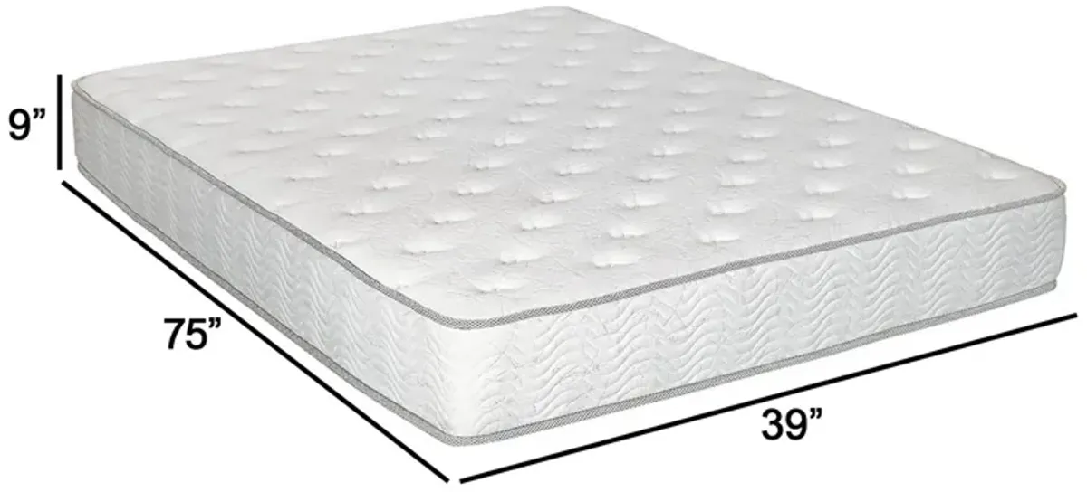 Irya 9 Inch Twin Size Mattress, Non Woven Soft Polyester, Pocket Coiling - Benzara