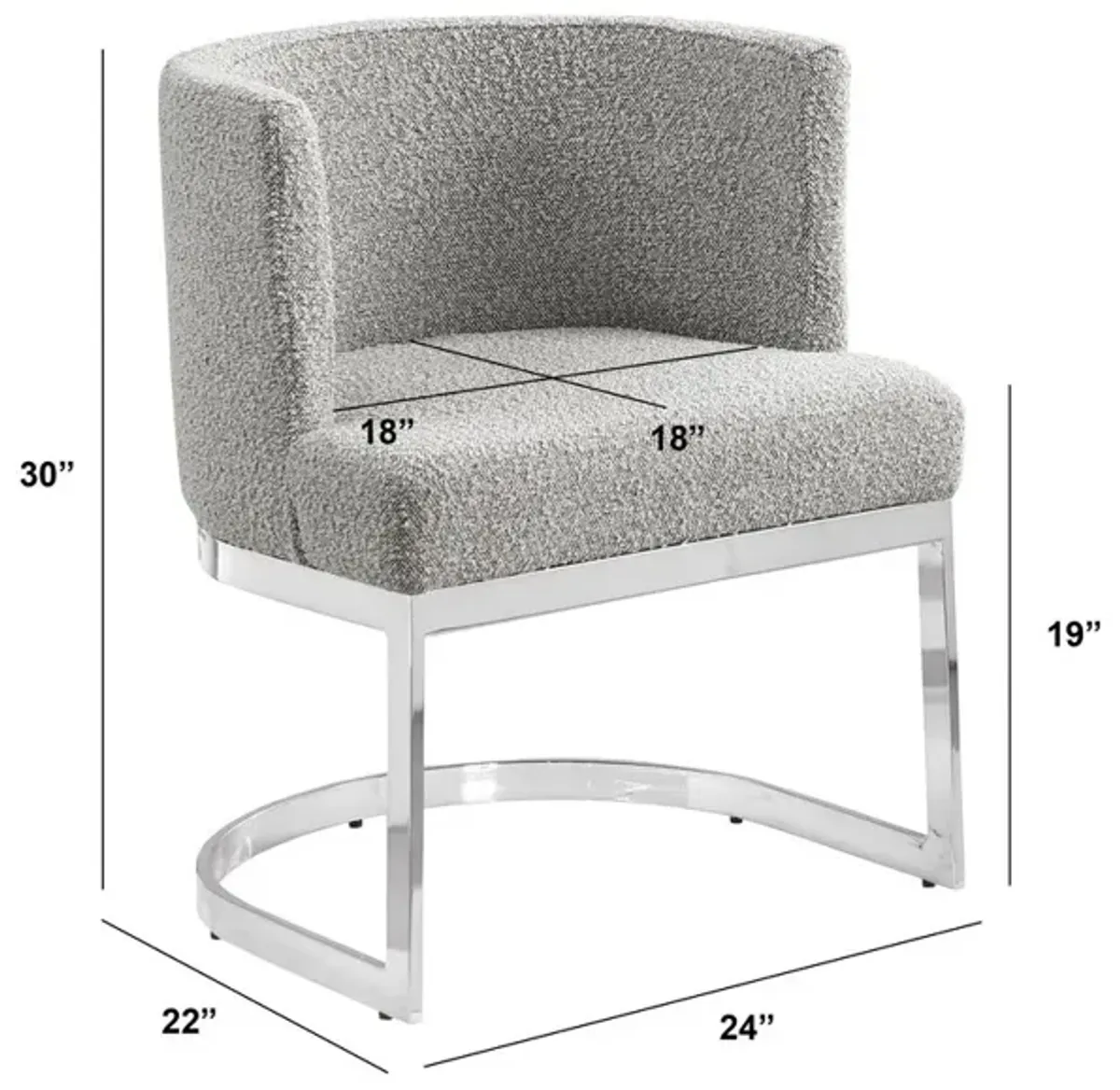 Best Quality Furniture Rich Gray With Silver Chrome Base Barrel Chair (Single Chair)