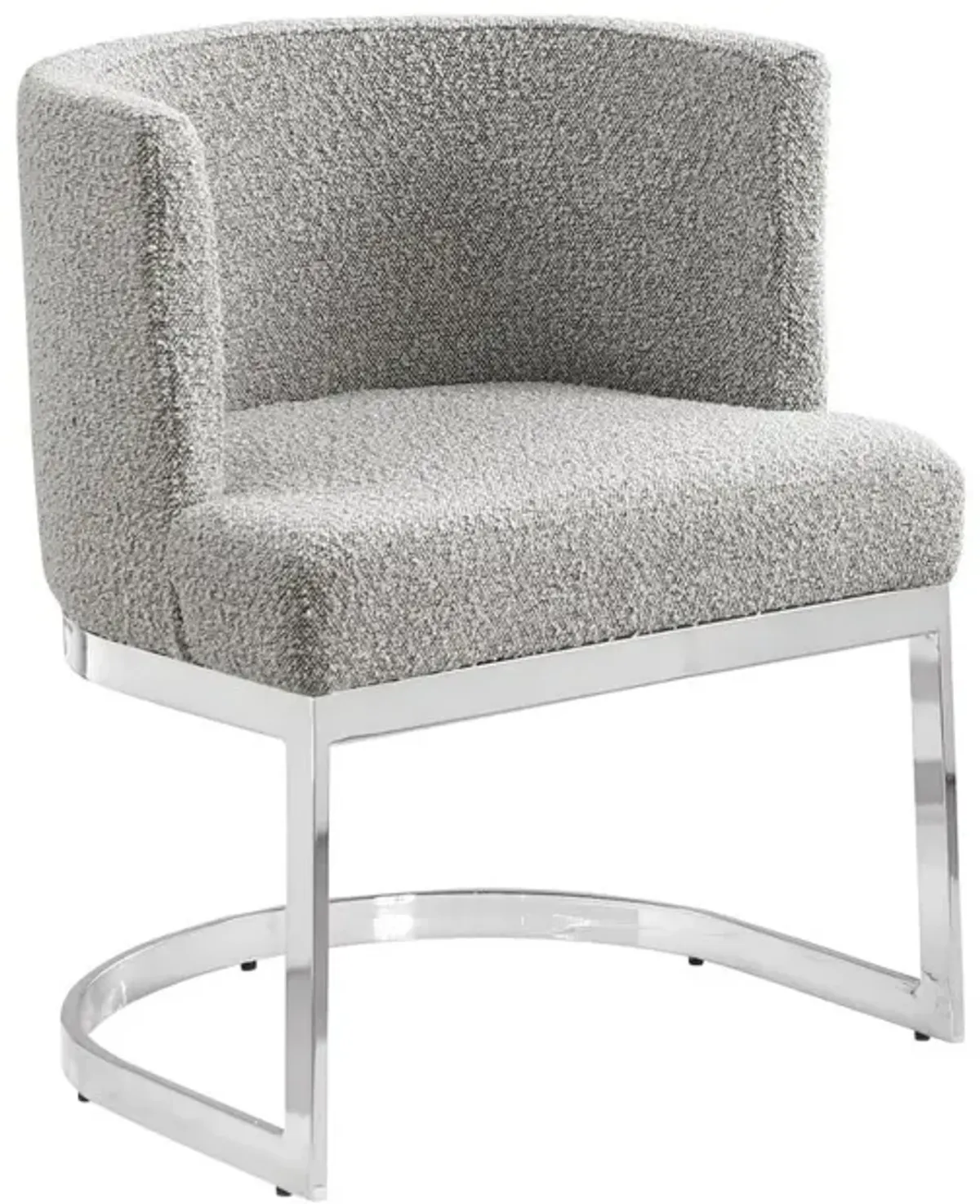 Best Quality Furniture Rich Gray With Silver Chrome Base Barrel Chair (Single Chair)