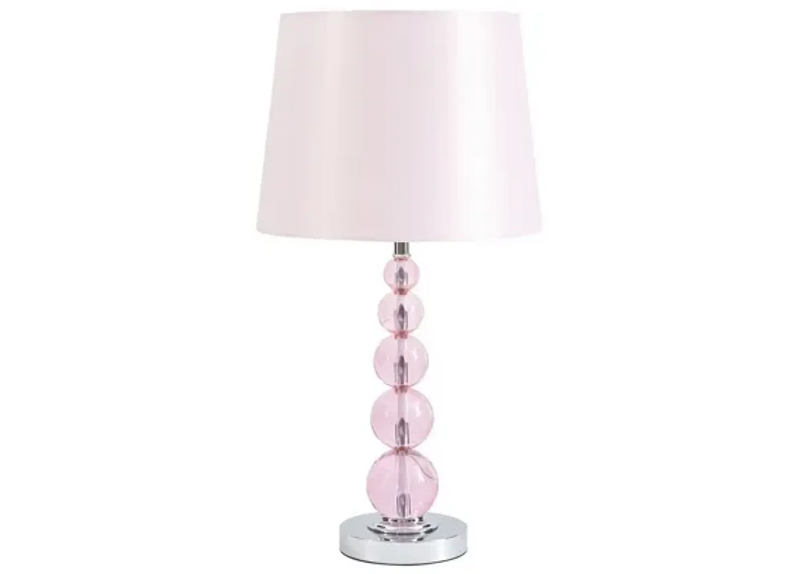 Hardback Shade Table Lamp with Crystal Accents, Pink-Benzara