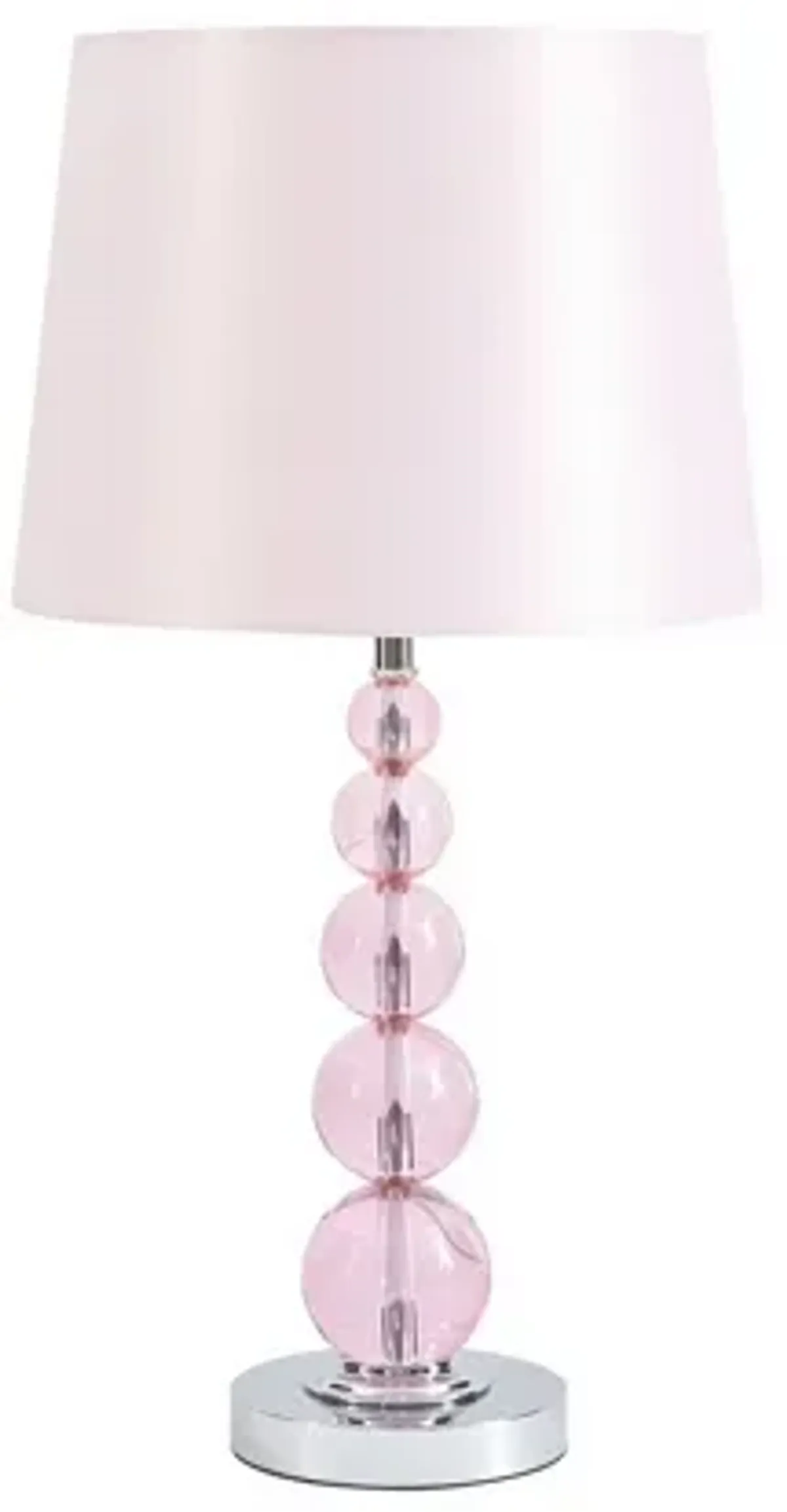 Hardback Shade Table Lamp with Crystal Accents, Pink-Benzara