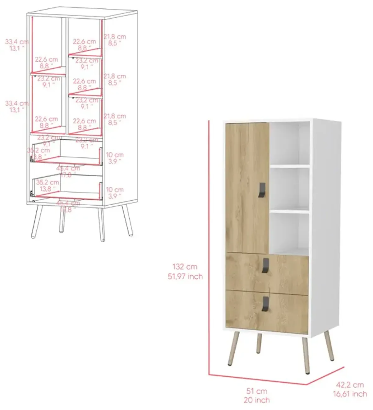 Tall Dresser Magness, Bedroom, White / Macadamia