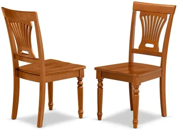 Plainville Kitchen Dining Chair with Wood Seat - Saddle Brown Finish, Set of 2