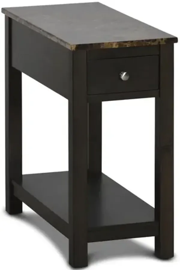 New Classic Furniture Furniture Noah 1-Drawer Faux Marble & Wood End Table in Espresso