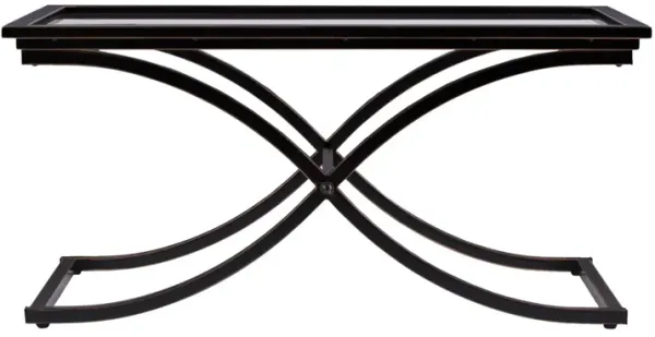 Hivvago 42" Black Glass And Metal Rectangular Coffee Table
