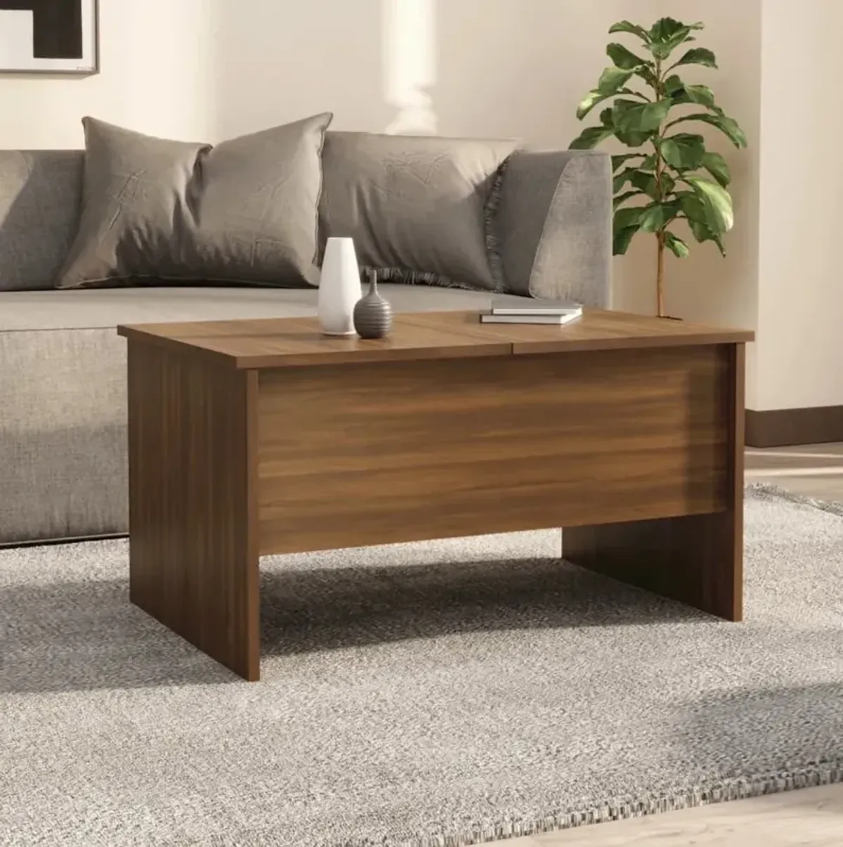 Coffee Table Brown Oak 31.5"x19.7"x16.7" Engineered Wood