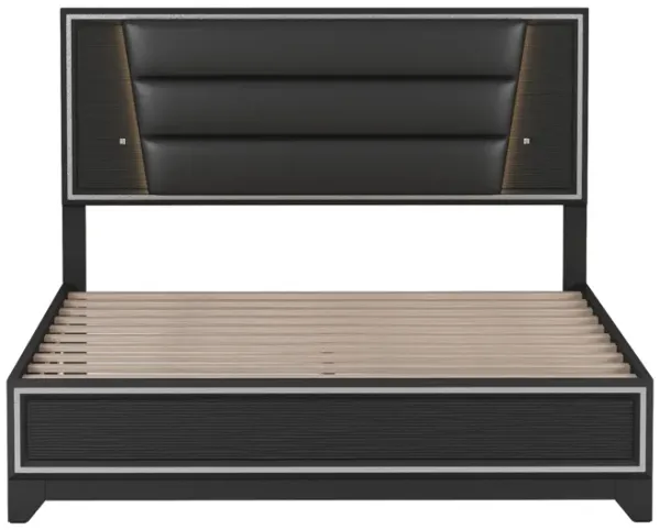 Merax PU Upholstered  Platform Bed  with LED Light