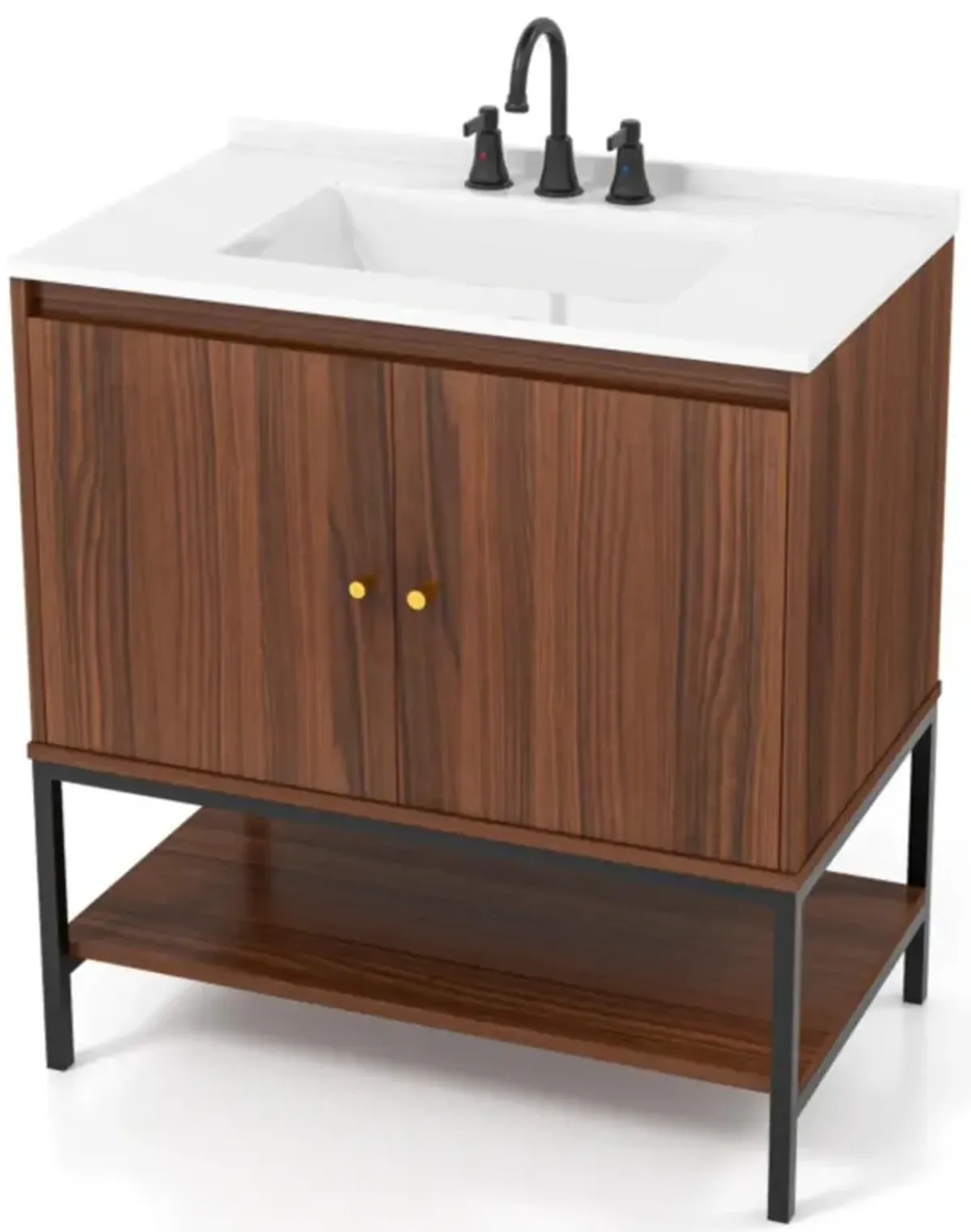 Hivvago 31 Inch Bathroom Vanity Sink Combo with Doors and Open Shelf