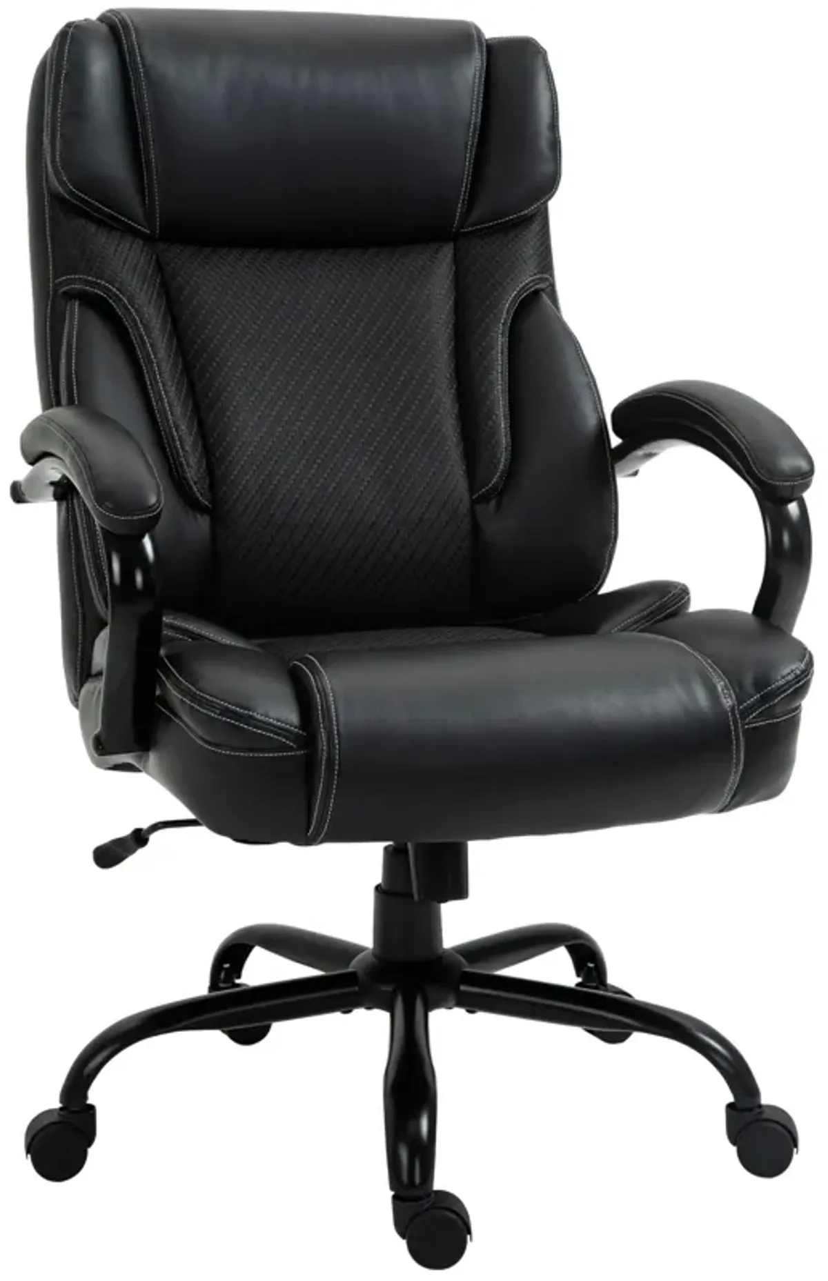 Black Ergonomic Giant: 484LBS PU Leather Reclining Task Chair