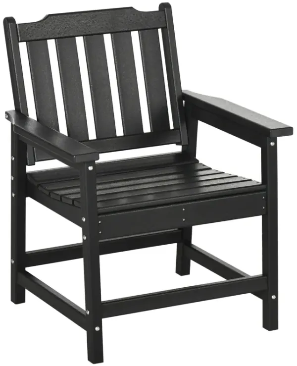Outsunny All-Weather Patio Chair, HDPE Patio Dining Chair, Heavy Duty Wood-Like Outdoor Furniture for Garden, Backyard, Deck, Porch, Lawn, Black