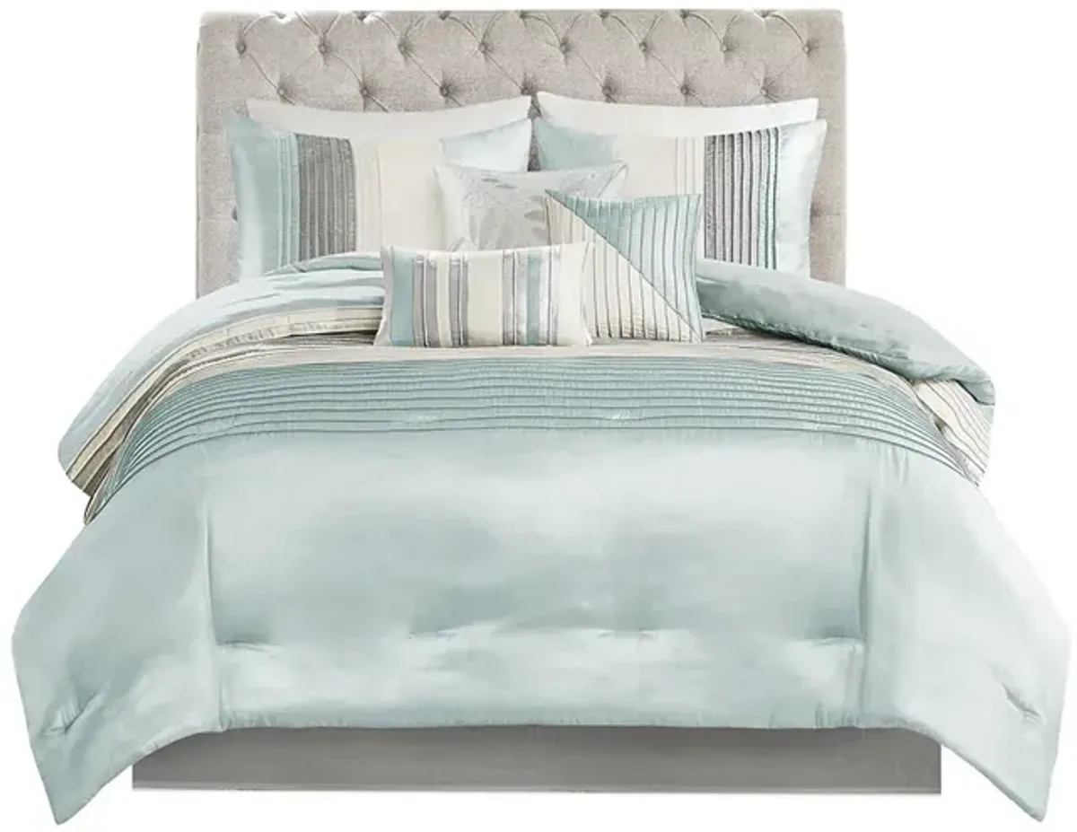 Gracie Mills Nixon 7-Piece Contemporary Striped Comforter Set