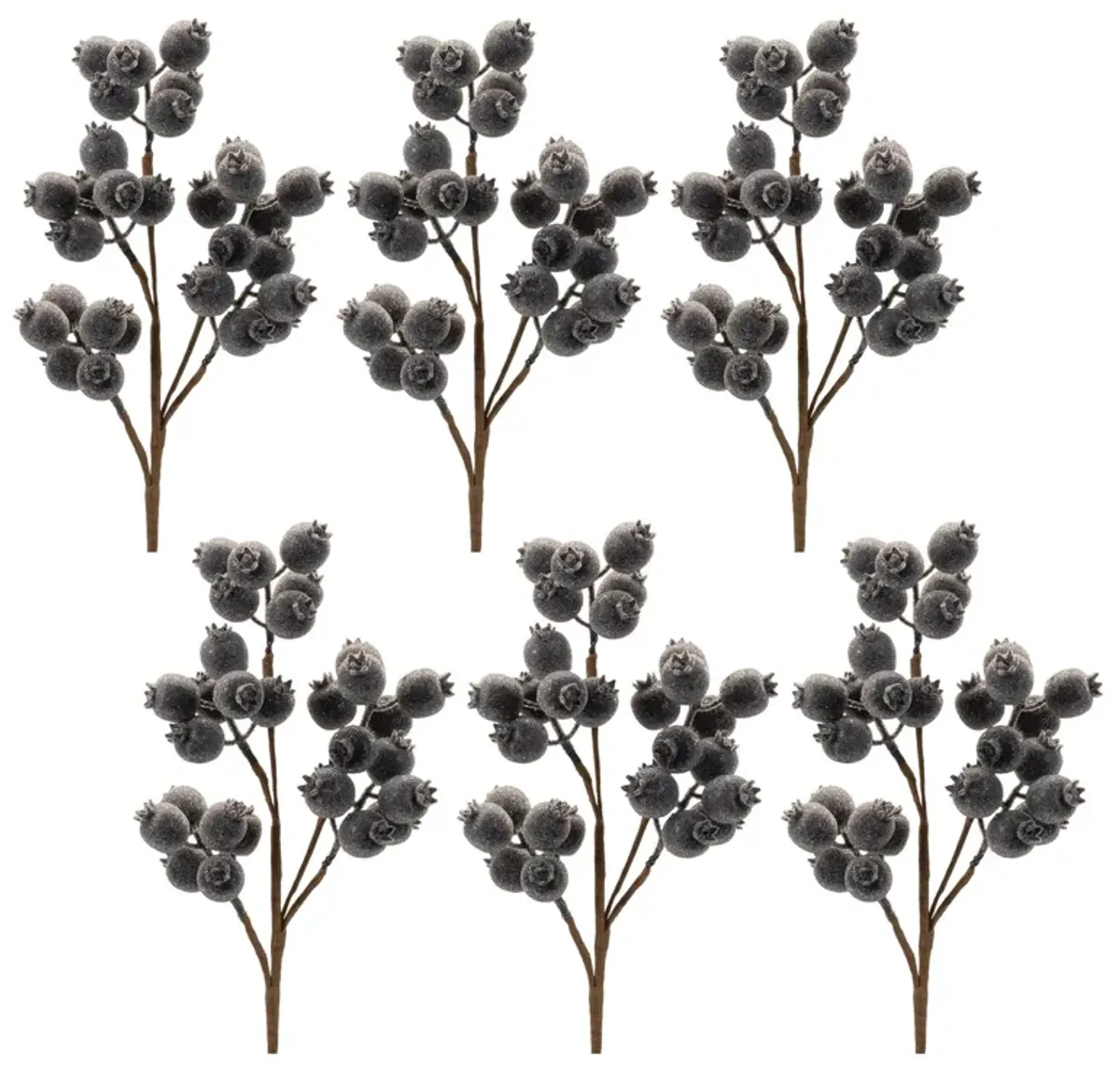 Decorative Beaded Berry Picks, Set of 6 for Winter Greenery or Tabletop Decor