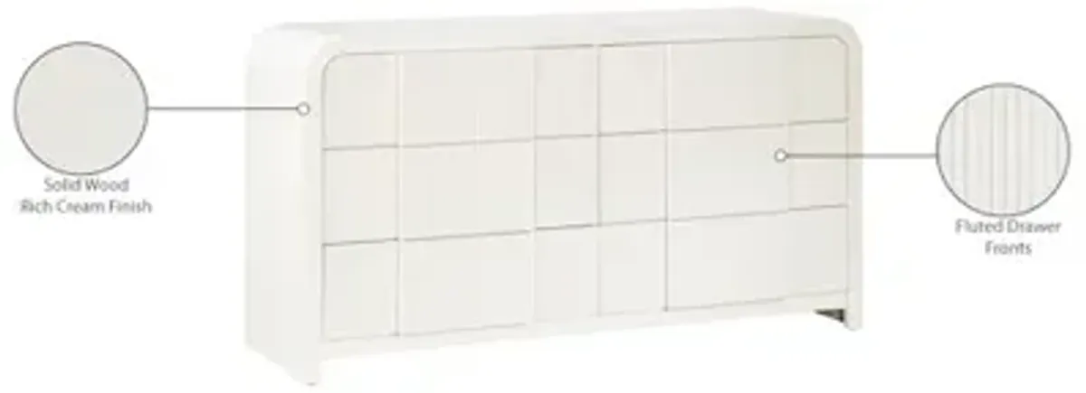 Meridian Furniture Fluted Cream Dresser